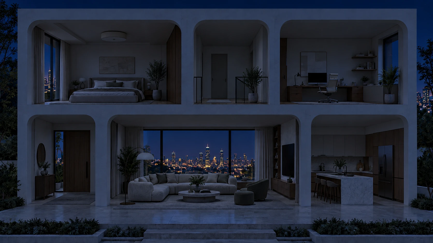 The home while away: a night-time example with lights off