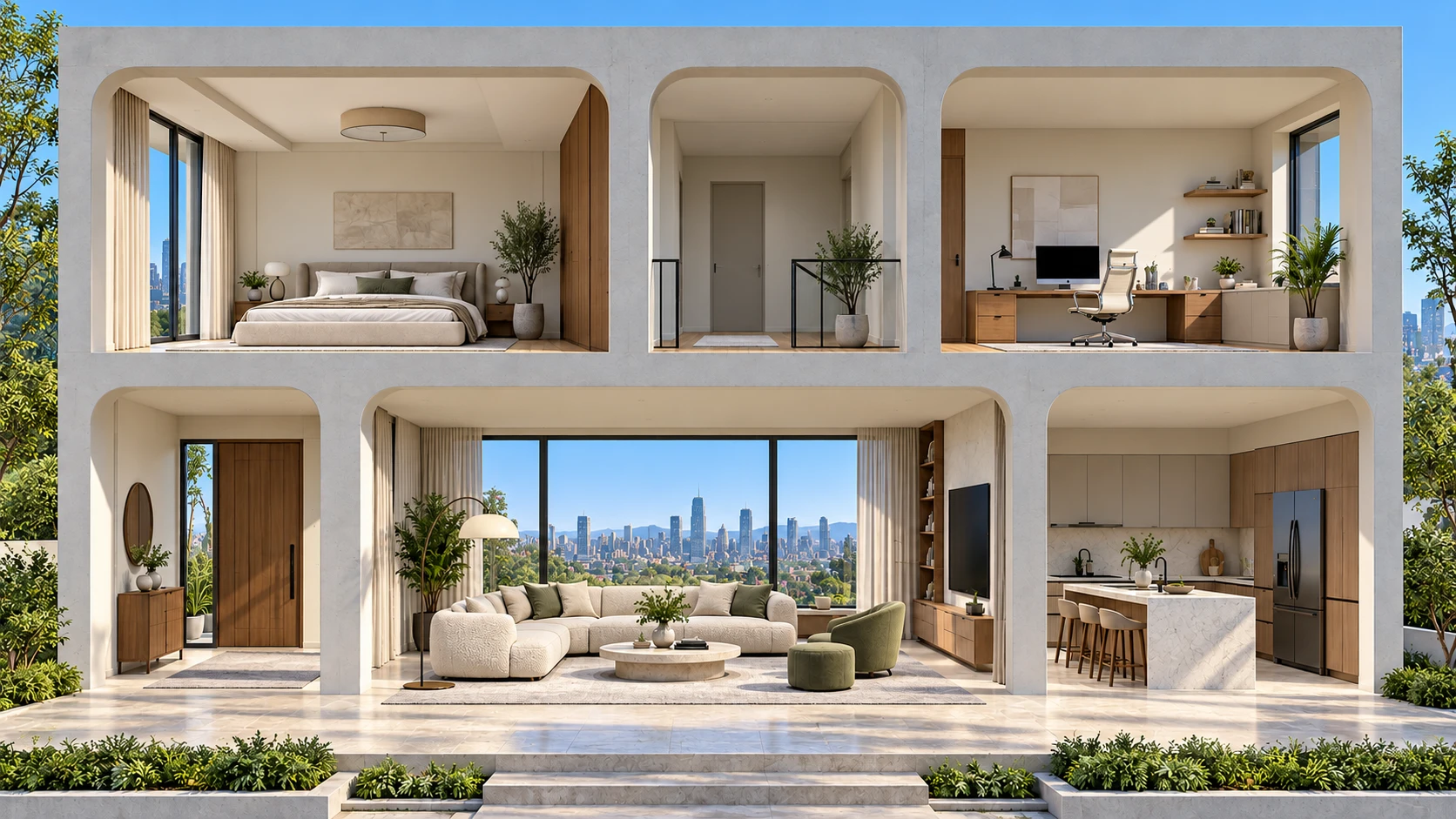 The home by day: blue skies and natural light